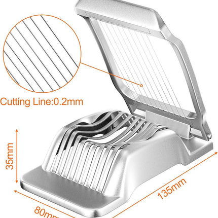 Professional aluminum egg slicer - sturdy and durable - can slice boiled eggs - dishwasher safe - independent and stable tension - suitable for slicing eggs, kiwis, strawberries, and other soft fruits..