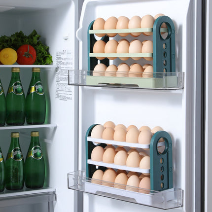 Egg Basket 30 Compartments 3 Layers - Dark Blue Flip-Down - With Handle for Refrigerator.