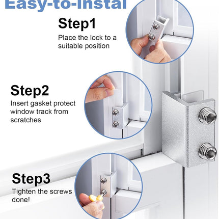 Sliding window locks - Horizontal & up/down - 4 sets silver.