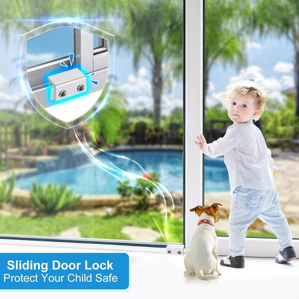 Sliding window locks - Horizontal & up/down - 4 sets silver.