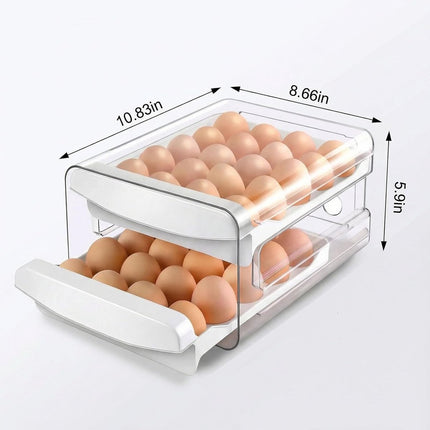 Egg carton - Egg storage box - Kitchen storage box - Double-layered, stackable - Suitable for 40 eggs - Transparent plastic egg holder - 28*22*12 cm - White.
