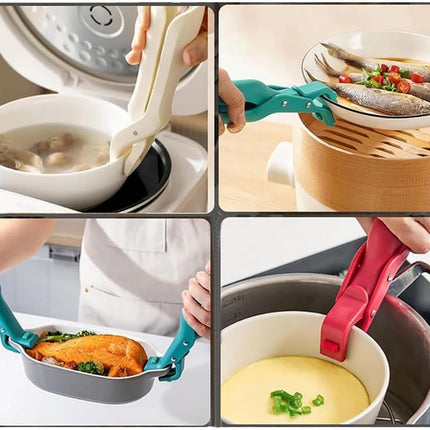 2-piece anti-burn clip for bowls - Kitchen use - Clip for hot dishes - Non-slip silicone clip for the kitchen - 2025 improved silicone clip.