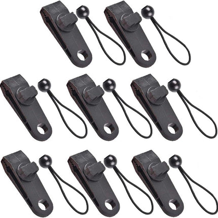 Tarp Clips & Bungee Cords 10-piece – Heavy Duty, for tents/banners (black).