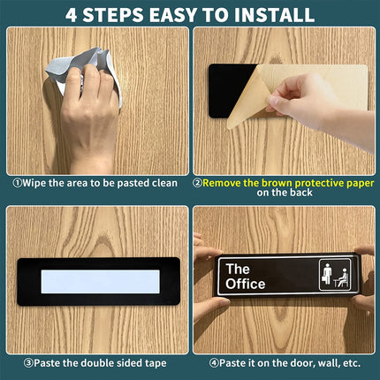 Acrylic Door Panel – Self-Adhesive, 3.2×9×0.2 inches, Black & White.