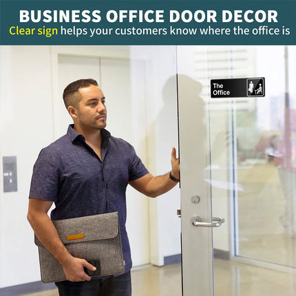 Acrylic Door Panel – Self-Adhesive, 3.2×9×0.2 inches, Black & White.