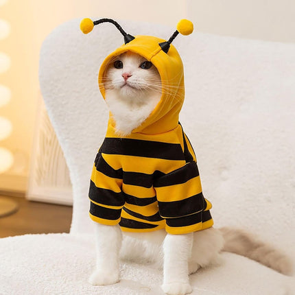 Bee Cat Costume - Small Hooded Set for Dog and Cat - Halloween Pet Costume.