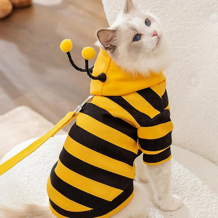 Bee Cat Costume - Small Hooded Set for Dog and Cat - Halloween Pet Costume.