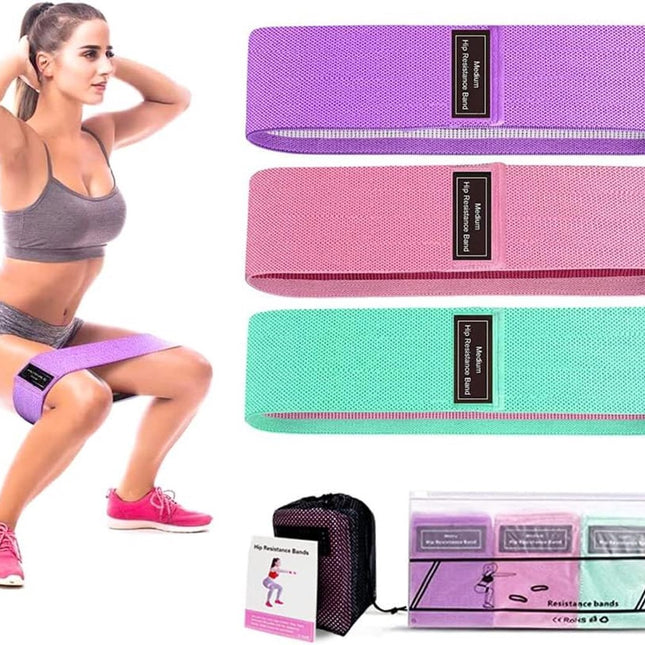 Resistance Bands - Resistance Band - Fitness Elastics - Non-slip, secure fit - Sturdy latex-free fabric - Full Body Workout - For women, home and gym training