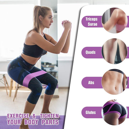 Resistance Bands - Resistance Band - Fitness Elastics - Non-slip, secure fit - Sturdy latex-free fabric - Full Body Workout - For women, home and gym training.