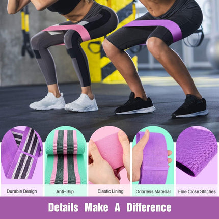 Resistance Bands - Resistance Band - Fitness Elastics - Non-slip, secure fit - Sturdy latex-free fabric - Full Body Workout - For women, home and gym training.