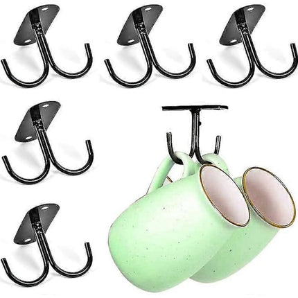 Mug holder with 6 hooks - Country style mug holder - Under-cabinet cup holder - With 12 hooks - For hanging mugs - coffee mugs, beer steins, and kitchen utensils.