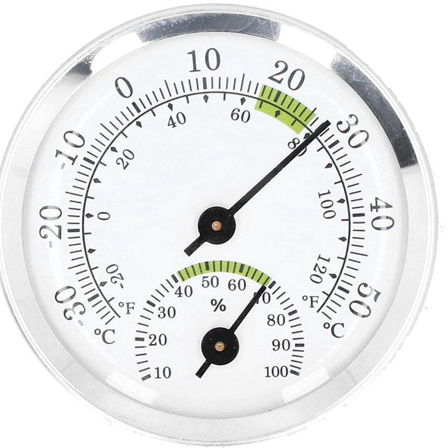 Dial Thermometer-Hygrometer Mini - -30~50℃ - For Refrigerator & Cigar Box.