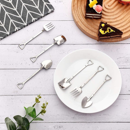9-Piece Silver Dessert Cutlery Set - Stainless Steel - 3 Spatulas/3 Pointed Spoons/3 Spoons.