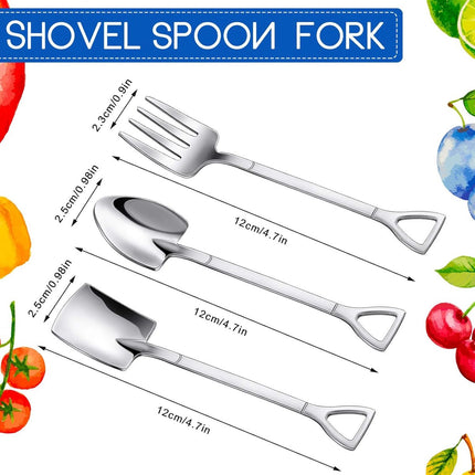 9-Piece Silver Dessert Cutlery Set - Stainless Steel - 3 Spatulas/3 Pointed Spoons/3 Spoons.