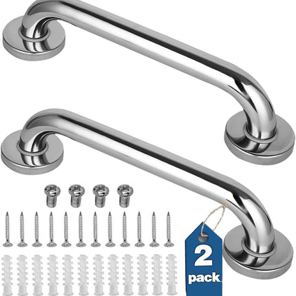 2 Pieces Bathroom Grab Bar 304 Stainless Steel - 30cm - 500lbs Load Capacity - For the Elderly.