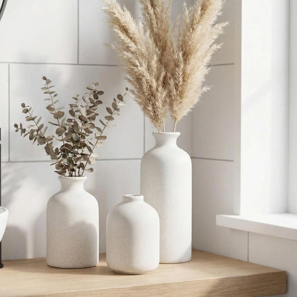 Ceramic vase set - Modern home decor vases - Suitable for bookshelves, living rooms, bedrooms, dining table decoration, gifts and small flower arrangements (3 pieces).