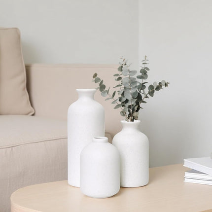 Ceramic vase set - Modern home decor vases - Suitable for bookshelves, living rooms, bedrooms, dining table decoration, gifts and small flower arrangements (3 pieces).