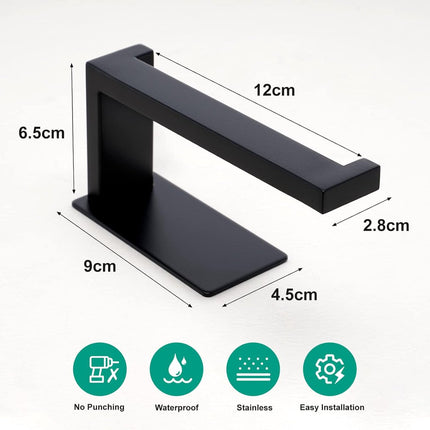Toilet paper holder without Bohren - Selbstklebender Toilet paper roll holder, Toilet paper holder from Edelstahl - Toilet paper holder for kitchen and bath - Black.
