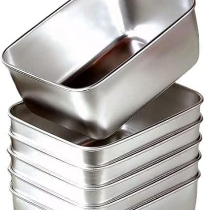 6 Food Containers with Lids - Reusable, Stackable, Waterproof - Stainless Steel - Suitable for Oven, Refrigerator, and Dishwasher - 13.5*10.5*6 cm (500 ml).
