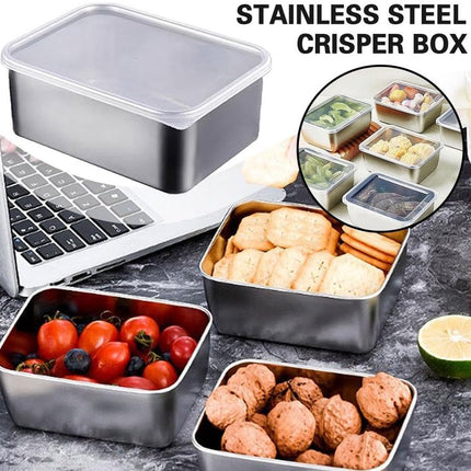6 Food Containers with Lids - Reusable, Stackable, Waterproof - Stainless Steel - Suitable for Oven, Refrigerator, and Dishwasher - 13.5*10.5*6 cm (500 ml).