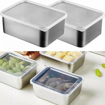 6 Food Containers with Lids - Reusable, Stackable, Waterproof - Stainless Steel - Suitable for Oven, Refrigerator, and Dishwasher - 13.5*10.5*6 cm (500 ml).
