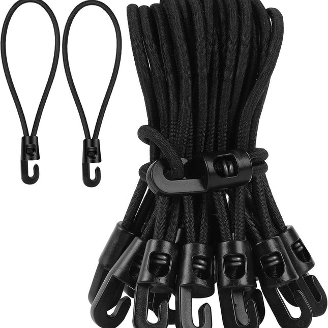 Elastic ropes with hooks - 20 pieces, 10 cm each - Multifunctional tarpaulin tensioner - Rubber tensioner - Suitable for tarpaulins, tents, camping.