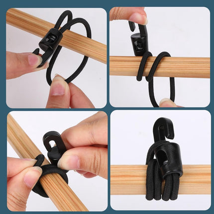 Elastic ropes with hooks - 20 pieces, 10 cm each - Multifunctional tarpaulin tensioner - Rubber tensioner - Suitable for tarpaulins, tents, camping.