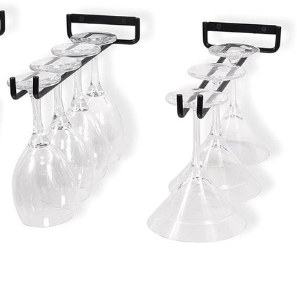 Pieces Wall Mount Goblet Holder - 30cm Black Wrought Iron - Heavy-Duty Wine Glass Holder.