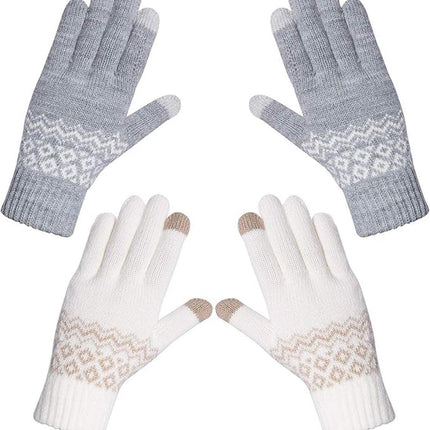 Gloves-men's gloves Women's winter gloves - Snowflake print Warm touchscreen gloves - Unisex - Reusable.