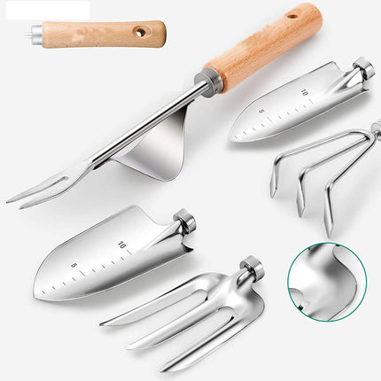 9-piece Garden Set – Stainless steel, wooden handles & watering can.