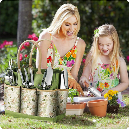 9-piece Garden Set – Stainless steel, wooden handles & watering can.