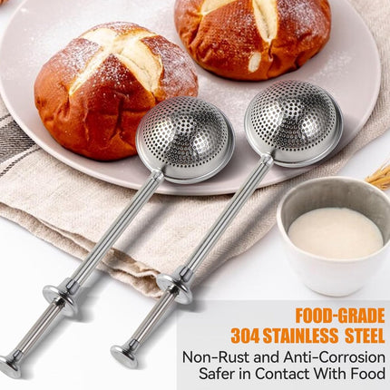 Flour Sieve - 304 Stainless Steel Fine Kitchen Sieve - Long-handled kitchen sieve - Handy Dusting Tool with Fine Mesh - Ideal for Powdered Sugar and Spices.