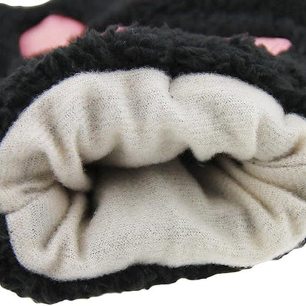 gloves-winter gloves-half-finger gloves - Extra thick men's gloves-women's gloves-warm gloves for women and girls - Cartoon panda paw.