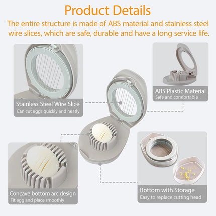 Egg slicer - stainless steel egg slicer - Suitable for slicing eggs - Multifunctional egg slicer - Comes with storage box - Also suitable for slicing eggs, strawberries, and other soft fruit..