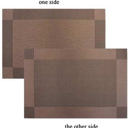 Placemats - Heat-resistant, non-slip placemats - Easy-to-wipe and clean woven placemats - Suitable for dining tables - Set of 6 pieces - Chocolate brown.