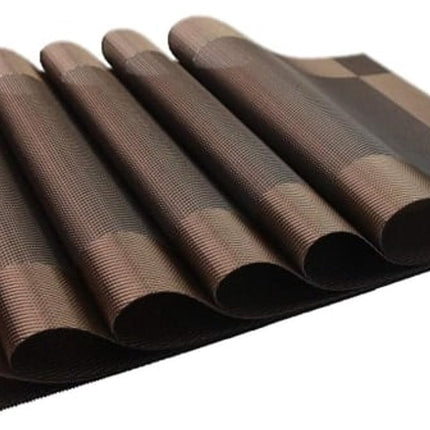 Placemats - Heat-resistant, non-slip placemats - Easy-to-wipe and clean woven placemats - Suitable for dining tables - Set of 6 pieces - Chocolate brown.