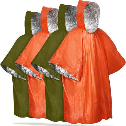 4 pieces - Waterproof survival  - et - Emergency  - et - 125cm*100cm - Reversible - with Hood - Waterproof - Windproof - Portable - Thermal emergency  - et - Rescue  - et - Insulation  - et - Foil Blanket Insulated Survival Blankets.