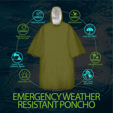 4 pieces - Waterproof survival  - et - Emergency  - et - 125cm*100cm - Reversible - with Hood - Waterproof - Windproof - Portable - Thermal emergency  - et - Rescue  - et - Insulation  - et - Foil Blanket Insulated Survival Blankets.