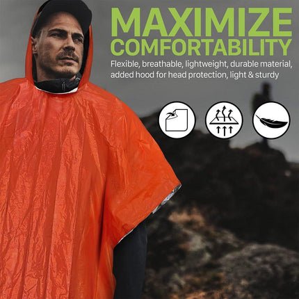 4 pieces - Waterproof survival  - et - Emergency  - et - 125cm*100cm - Reversible - with Hood - Waterproof - Windproof - Portable - Thermal emergency  - et - Rescue  - et - Insulation  - et - Foil Blanket Insulated Survival Blankets.