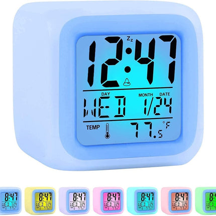 Alarm Clocks for Children - Digital Alarm Clock - LED Display - Digital Kids' Alarm Clock with 7 Color Changes - Night Alarm with Temperature, Date, Snooze - Kids' Alarm Clock - Children's Alarm Clock - Alarm Clock - 4x AAA Batteries Included.