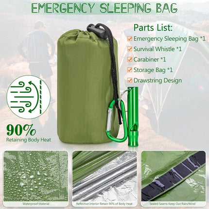 Emergency Sleeping Bag - 2 Pieces - Emergency Blanket - Waterproof Survival Blanket - 210*90cm - PE - Rescue Blanket - Insulation Blanket - Survival Sleeping Bag - Emergency Sleeping Bag - Emergency Tent - Emergency Tent - Outdoors/Walking/Camping/Hiking.