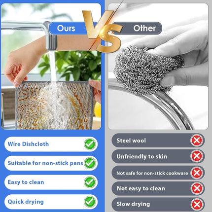 Dishcloths - 10 Pieces - String Dishcloths - Dishcloths - Silver Thread Cloths - Cleaning Cloths - Scouring Pad - Reusable - Multifunctional - For Cleaning Pans, Stoves, Baking Trays, Ovens and Grills - For Stubborn Stains - 20x20cm.