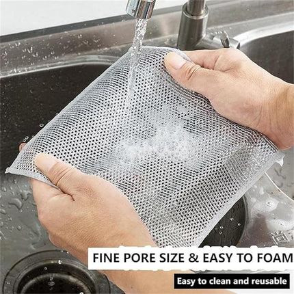 Dishcloths - 10 Pieces - String Dishcloths - Dishcloths - Silver Thread Cloths - Cleaning Cloths - Scouring Pad - Reusable - Multifunctional - For Cleaning Pans, Stoves, Baking Trays, Ovens and Grills - For Stubborn Stains - 20x20cm.