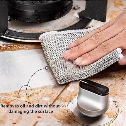 Dishcloths - 10 Pieces - String Dishcloths - Dishcloths - Silver Thread Cloths - Cleaning Cloths - Scouring Pad - Reusable - Multifunctional - For Cleaning Pans, Stoves, Baking Trays, Ovens and Grills - For Stubborn Stains - 20x20cm.