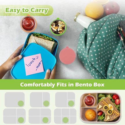 Mini Food Storage Containers - Stainless Steel Snack Box - To Go Set of 6 Dressing Jars 50ml - Sustainable Snack Boxes - Freezer Containers - Lunchbox Seal Cup - Silicone Storage Containers with Lids - Dressing Container - BPA Free - Leakproof - For Snack.