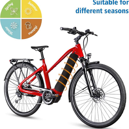 E-Bike Battery Protective Cover - Integrated Battery Cover - Integrated Battery Cover - Battery Cover Electric Bike or E-Bike - Protective Cover for Luggage Rack Battery of Electric Bike - Bicycle Battery Protective Cover - Battery Cover - Universal - Bla.