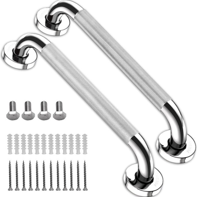 Wall Bracket - Extra Grip - Handle/Wall Grab Bar for Bathroom/Shower/Toilet - 30cm - 2 Pieces - Toilet Grab Bar - Bath Grab Bar - Shower Grab Bar - Non-Slip Grab Bar - Bathroom Handle - Bathroom - Kitchen - Stairs - Furniture Hardware - Mounting Hardware.
