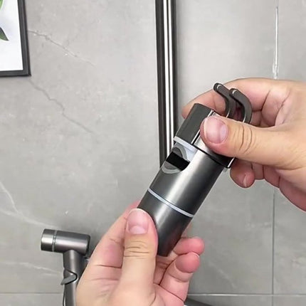 Slide Piece for Shower Rod - ø 18-25 mm - Hand Shower Bracket - With 2 Hooks - Chrome - Adjustable - ABS - Hand Shower - Shower Head - Shower Head Holder - Hand Shower Holder - Shower - Bathroom - Silver - Universal - For Shower Rod - Easy Installation.