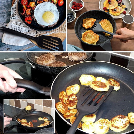 Spatula Set of 3 - Silicone Spatula - BPA Free - Spatulas - Heat Resistant - Non-stick - Anti-Slip - Hangable - Dishwasher Safe - Kitchen Utensils - Scraper - Whisk - Baking Spatula - Spatula - Black - Value Set.