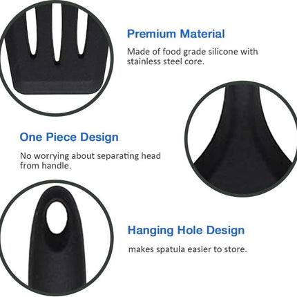 Spatula Set of 3 - Silicone Spatula - BPA Free - Spatulas - Heat Resistant - Non-stick - Anti-Slip - Hangable - Dishwasher Safe - Kitchen Utensils - Scraper - Whisk - Baking Spatula - Spatula - Black - Value Set.